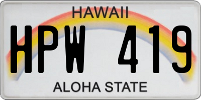 HI license plate HPW419