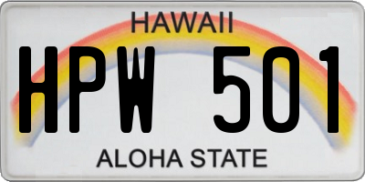 HI license plate HPW501