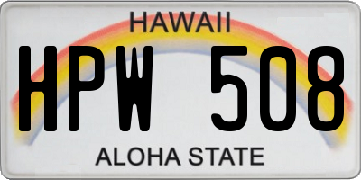 HI license plate HPW508