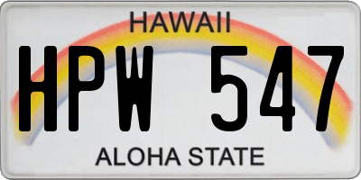 HI license plate HPW547