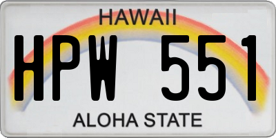 HI license plate HPW551