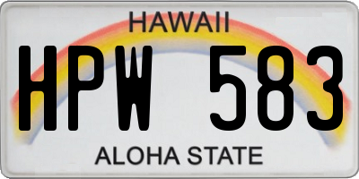 HI license plate HPW583