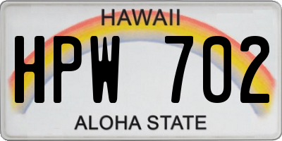 HI license plate HPW702