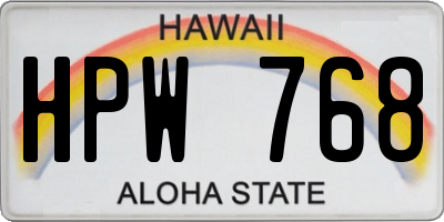 HI license plate HPW768