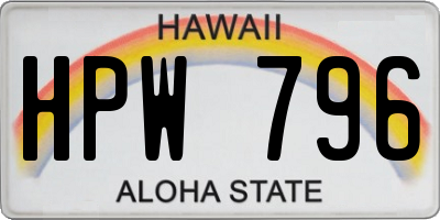 HI license plate HPW796