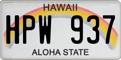 HI license plate HPW937