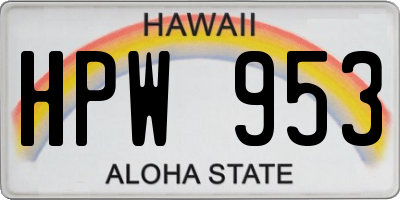 HI license plate HPW953