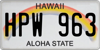 HI license plate HPW963