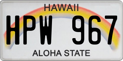 HI license plate HPW967