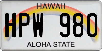 HI license plate HPW980