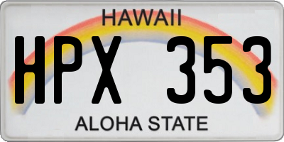 HI license plate HPX353
