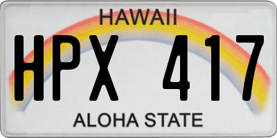 HI license plate HPX417