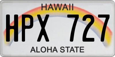 HI license plate HPX727