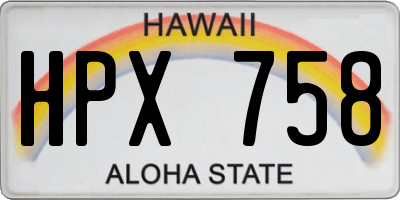 HI license plate HPX758