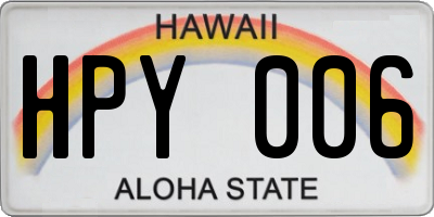HI license plate HPY006