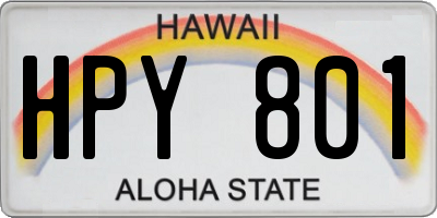 HI license plate HPY801