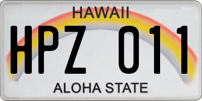 HI license plate HPZ011