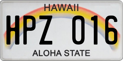 HI license plate HPZ016