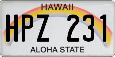 HI license plate HPZ231