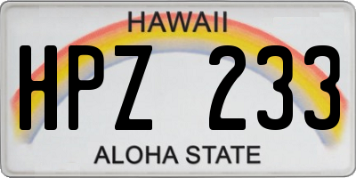 HI license plate HPZ233