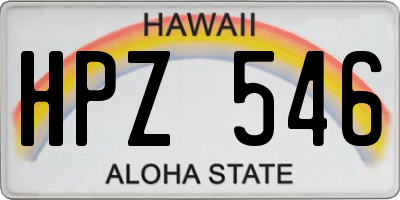 HI license plate HPZ546