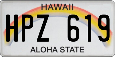 HI license plate HPZ619