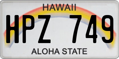 HI license plate HPZ749