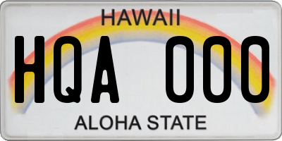 HI license plate HQA000