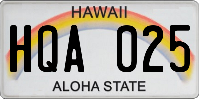 HI license plate HQA025