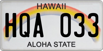 HI license plate HQA033