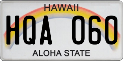 HI license plate HQA060