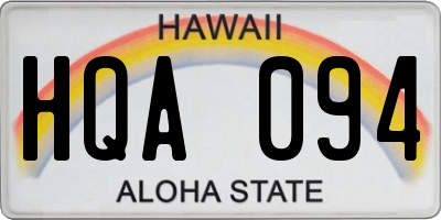 HI license plate HQA094