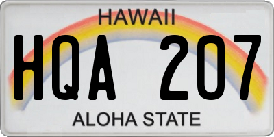 HI license plate HQA207