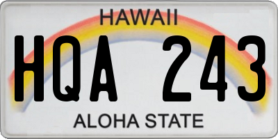 HI license plate HQA243