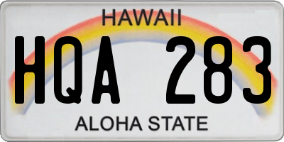 HI license plate HQA283