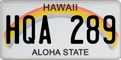 HI license plate HQA289