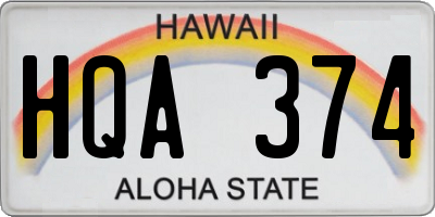 HI license plate HQA374