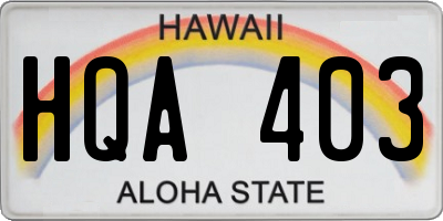 HI license plate HQA403