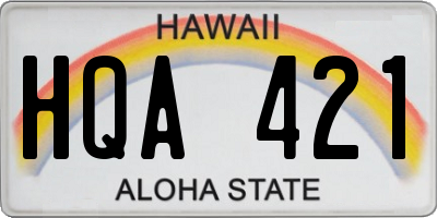 HI license plate HQA421