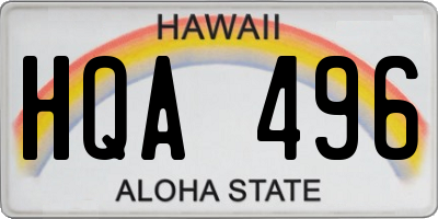 HI license plate HQA496