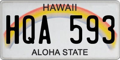 HI license plate HQA593