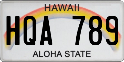 HI license plate HQA789
