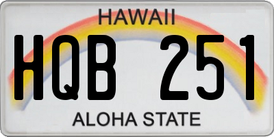 HI license plate HQB251