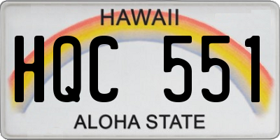 HI license plate HQC551