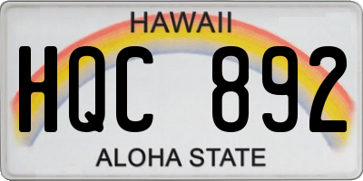 HI license plate HQC892