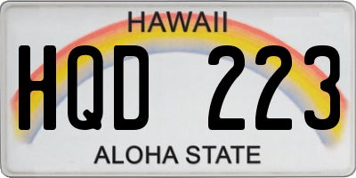 HI license plate HQD223