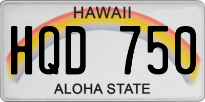HI license plate HQD750