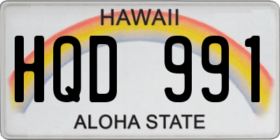 HI license plate HQD991