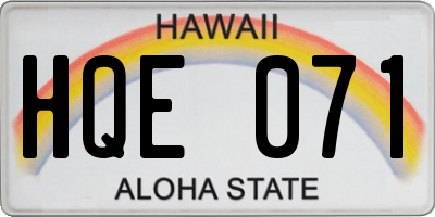 HI license plate HQE071