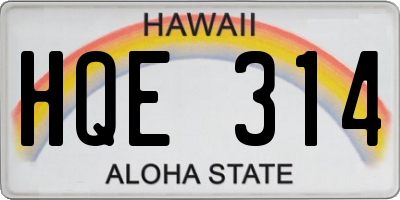 HI license plate HQE314